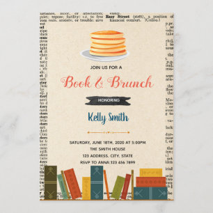 Convite para festa de livros e brunch