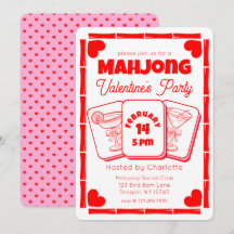 Convite para Festa de Mahjong do Dia dos Namorados