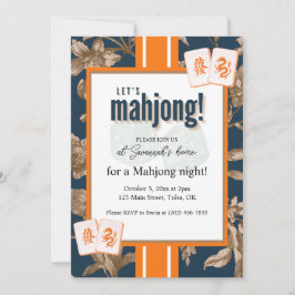 Convite para Festa de Mahjong, toile de navalha do