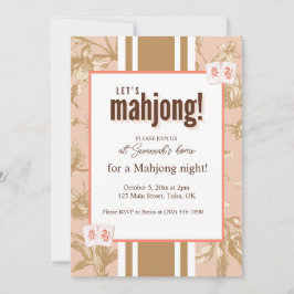 Convite para Festa de Mahjong, toile, peças de mah