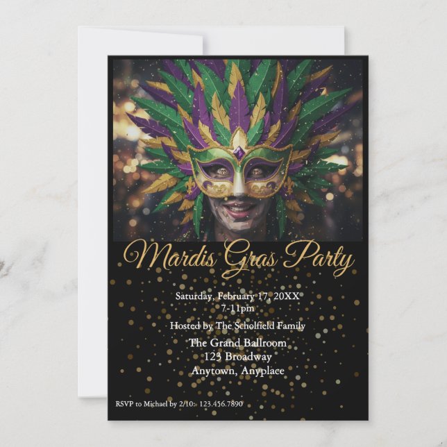 Convite para Festa de Mardi Gras (Frente)