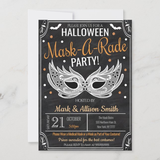 Convite para Festa de Mascarada de Halloween (Frente)