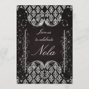 Convite para Festa de Máscaras Preta e Prata