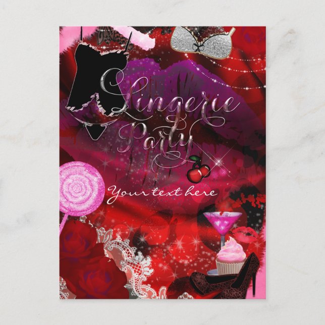 Convite para Festa de Meninas com Lingerie e Doces (Frente)