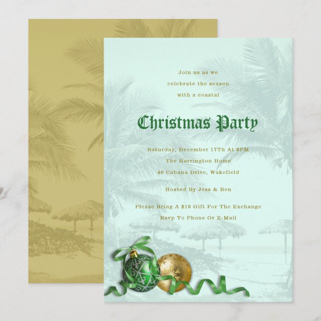 Convite para Festa de Natal à Beira-Mar com Palmei (Frente/Verso)