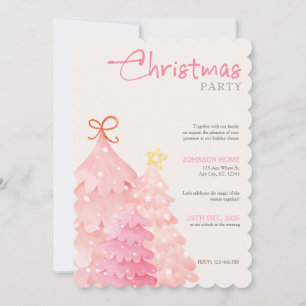 Convite para Festa de Natal Árvore de Natal Rosa