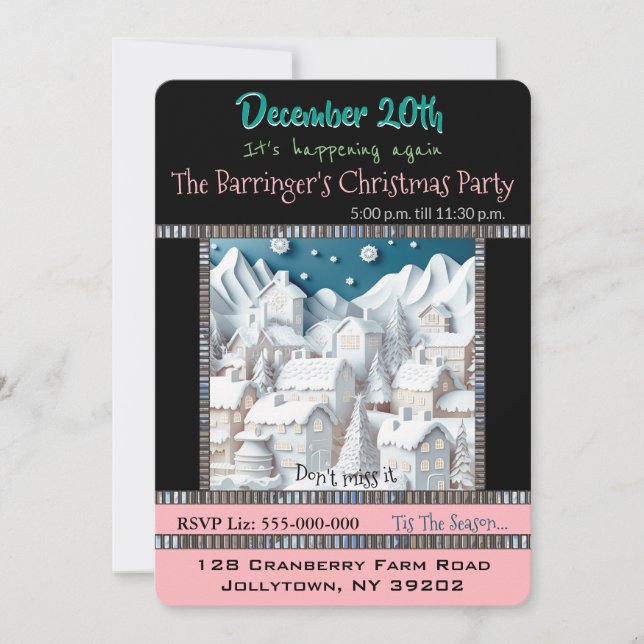 Convite para Festa de Natal Branco Sonhado (Frente)
