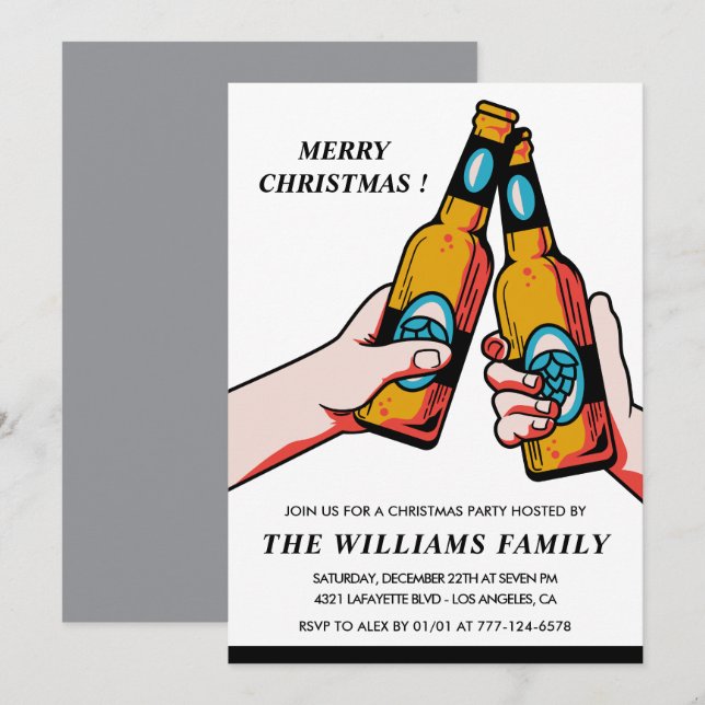 Convite para Festa de Natal Cerveja Drinks (Frente/Verso)