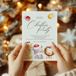 Convite para Festa de Natal com Animais de Fim de 
