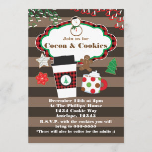 Convite para Festa de Natal com Cacau e Biscoitos