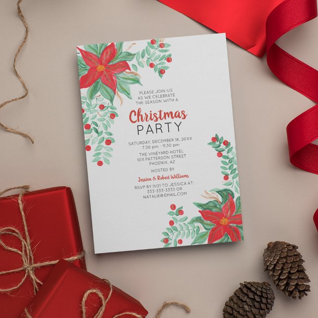 Convite para Festa de Natal com Poinsettia (Criador carregado)