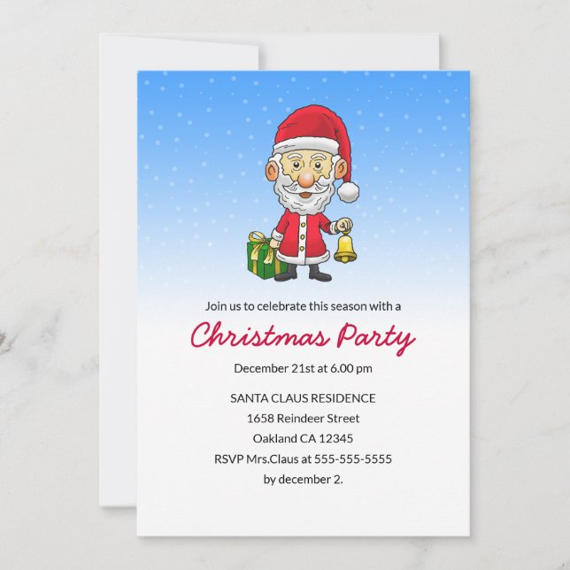 Convite para Festa de Natal com Sininhos de Natal  (Frente)