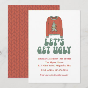 Convite para Festa de Natal com Suéter Feio Retrô
