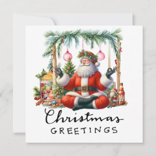 Convite para festa de Natal com yoga e Papai Noel