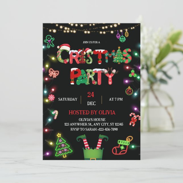Convite para Festa de Natal - Convite para Festa d (Em pé/Frente)