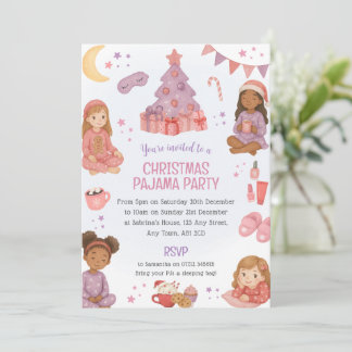 Convite para Festa de Natal Cor-de-Rosa das Menina