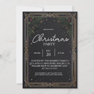 Convite para Festa de Natal Corporativa Black Gold