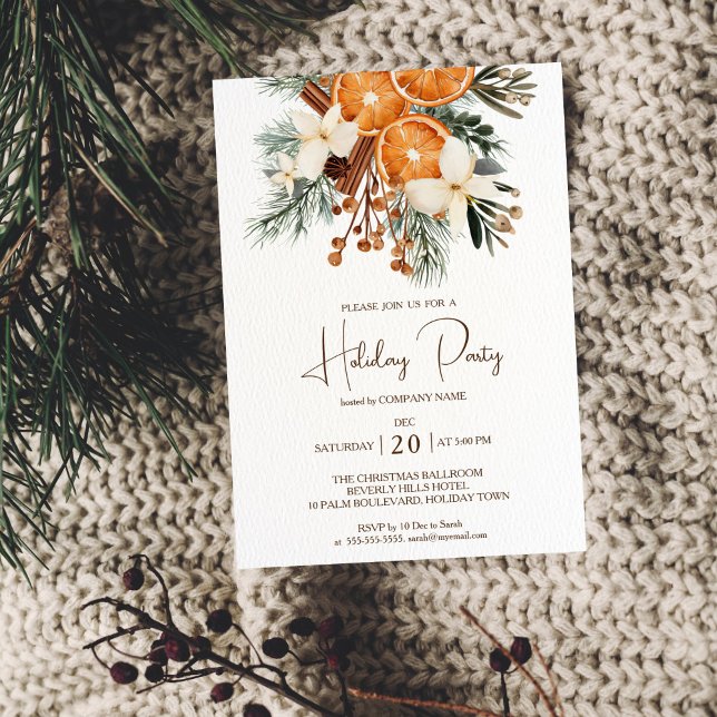 Convite para Festa de Natal da Office Company (Office Company Christmas Holiday Party invitation template instant download rustic watercolor citrus)