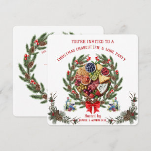 Convite para Festa de Natal de Charcuteria e Vinho