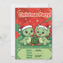 Convite para Festa de Natal de Dinossauros
