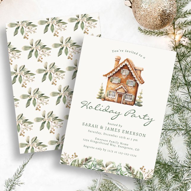 Convite para Festa de Natal de Pão de Mel (Gingerbread Holiday Party Invitation
)