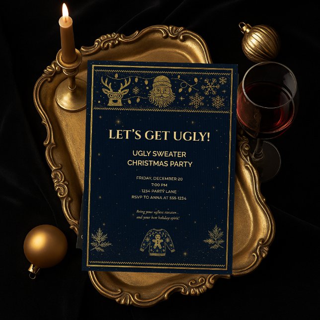 Convite para Festa de Natal de Suéter Feio Elegant (Criador carregado)