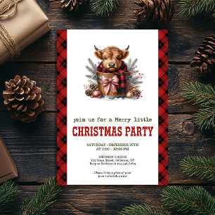 Convite para festa de Natal de vaca highland count