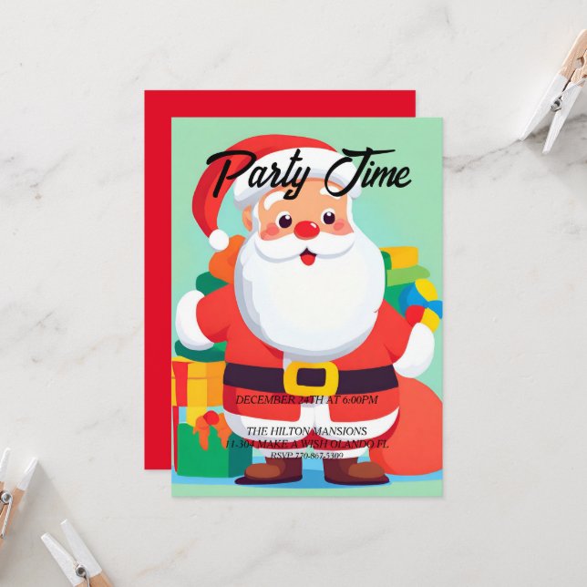 Convite para Festa de Natal do Papai Noel (Frente/Verso In Situ)