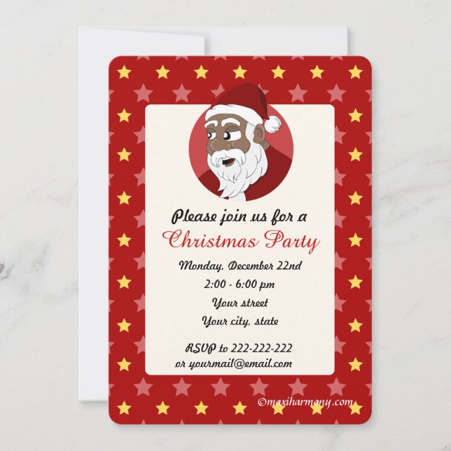 convite para festa de Natal do Papai Noel Negro (Frente)