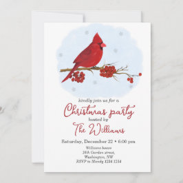 Convite para Festa de Natal do Pássaro Cardinal Ve