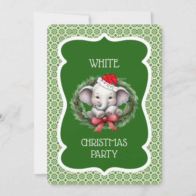 Convite para Festa de Natal Elefante Branco (Frente)