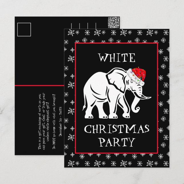 Convite para Festa de Natal Elefante Branco (Frente/Verso)