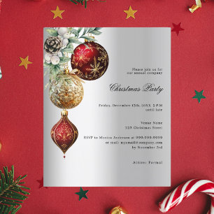 Convite para festa de Natal em dourado vermelho pr