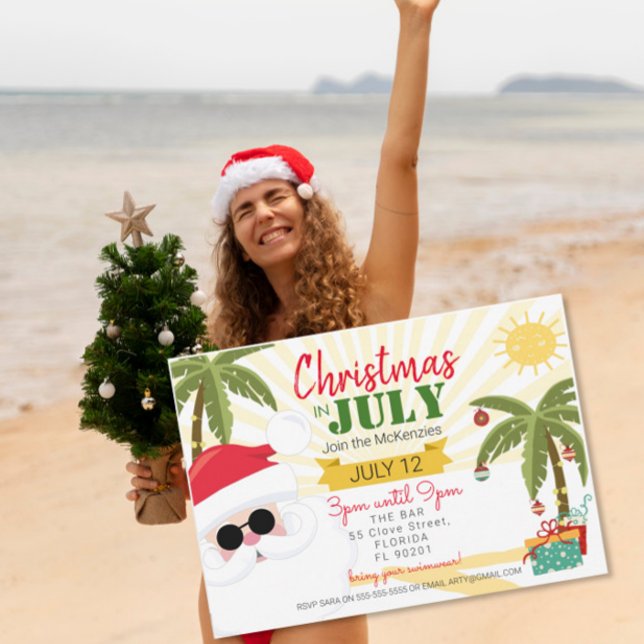 Convite para festa de Natal em julho, diversão no  (Criador carregado)