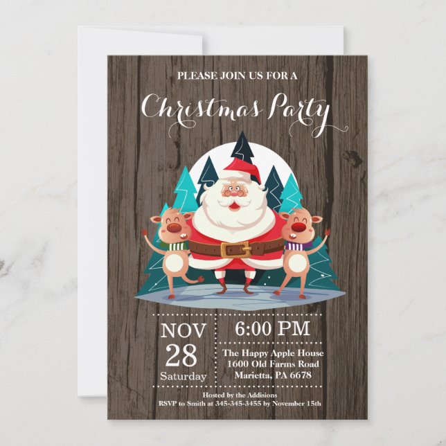 Convite para Festa de Natal Feriado Papai Noel (Frente)