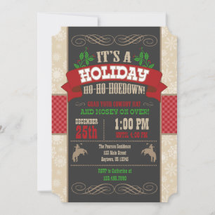 Convite para Festa de Natal Holiday Ho Ho Hoedown