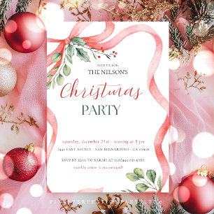 Convite para Festa de Natal Holiday Holly