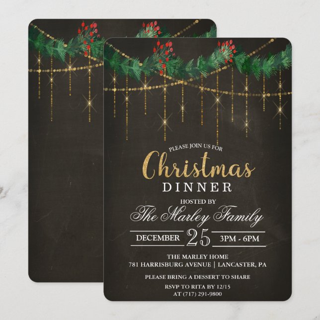 Convite para Festa de Natal Jantar de Natal (Frente/Verso)