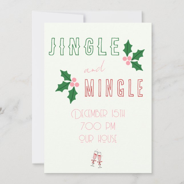 Convite para Festa de Natal Jingle and Mingle  (Frente)