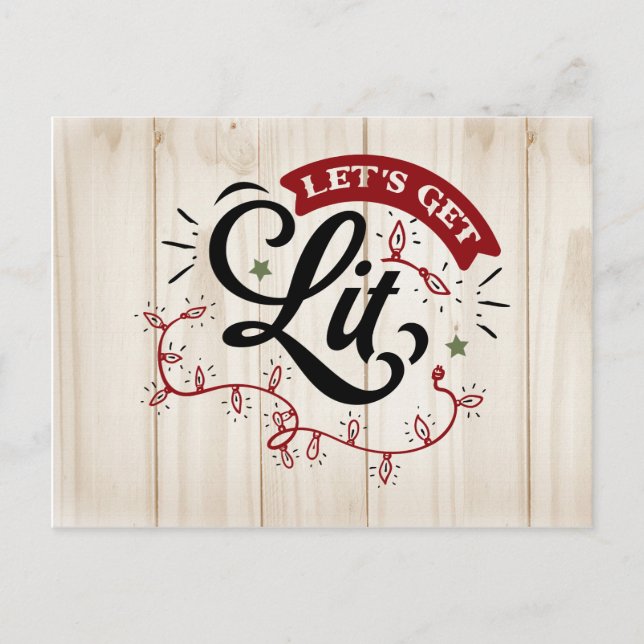 Convite para Festa de Natal Let's Get Lit | (Frente)