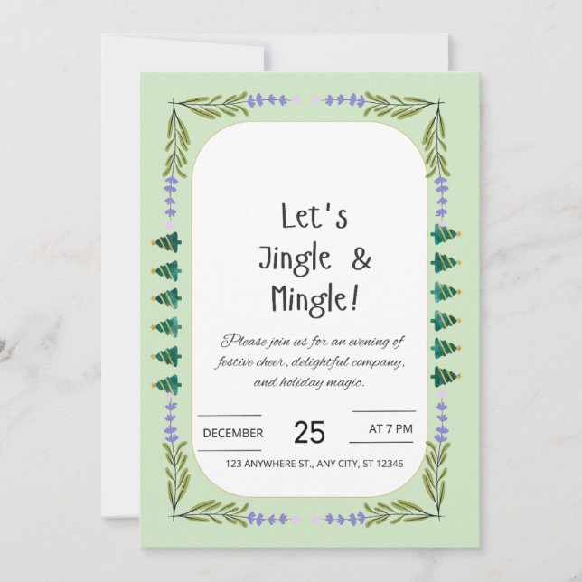 Convite para Festa de Natal Let's Jingle & Mingle  (Frente)