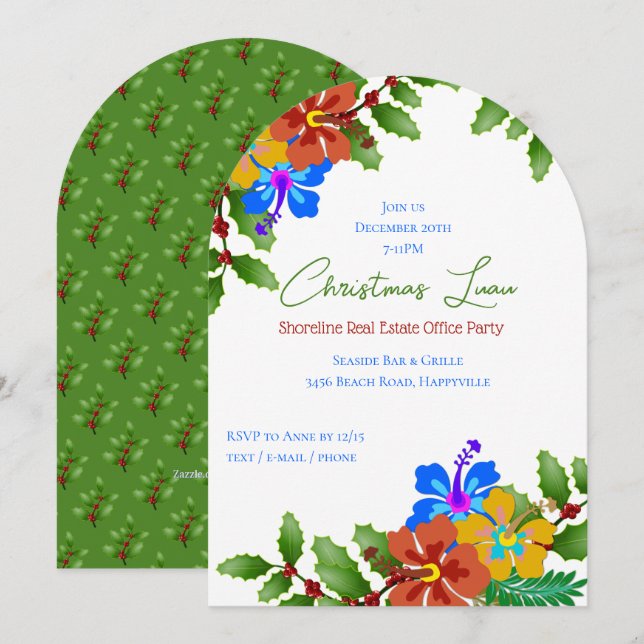 Convite para Festa de Natal no Escritório Hibiscus (Frente/Verso)
