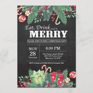 Convite para Festa de Natal no Quadro Negro