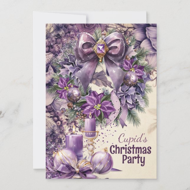 Convite para Festa de Natal Purple Christmas (Frente)