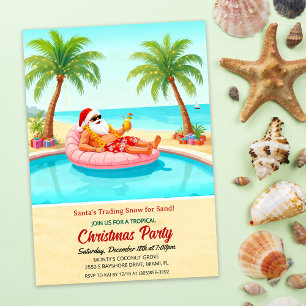 Convite para Festa de Natal Tropical na Piscina do