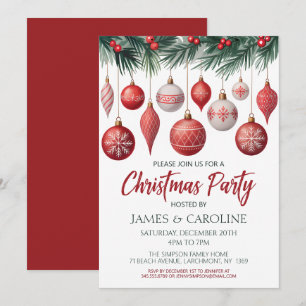Convite para Festa de Natal Vermelha e Branca