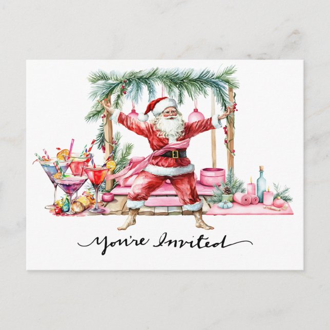 Convite para festa de Natal Yoga com Papai Noel (Frente)