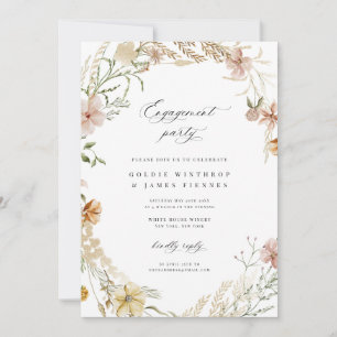 Convite para Festa de noivado Boho Wildflower