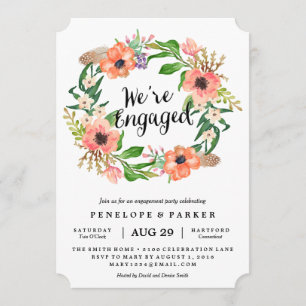 Convite para Festa de noivado Boho Wreath
