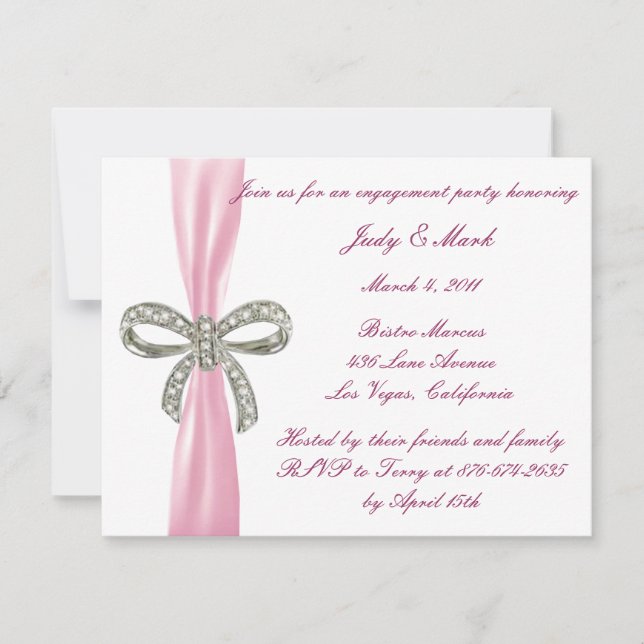 Convite para Festa de noivado de Arco de Diamante  (Frente)